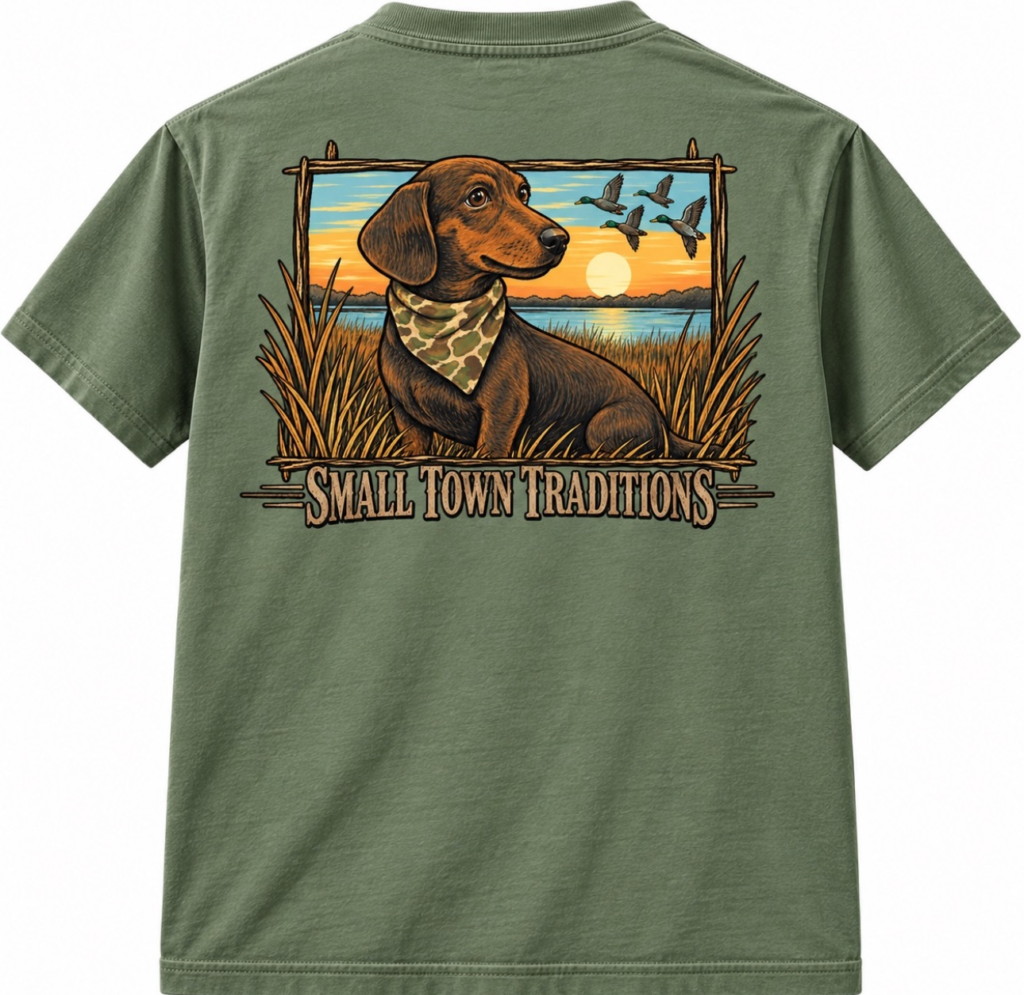 Sunset Dachshund Tee - Small Town Traditions Southern Apparel