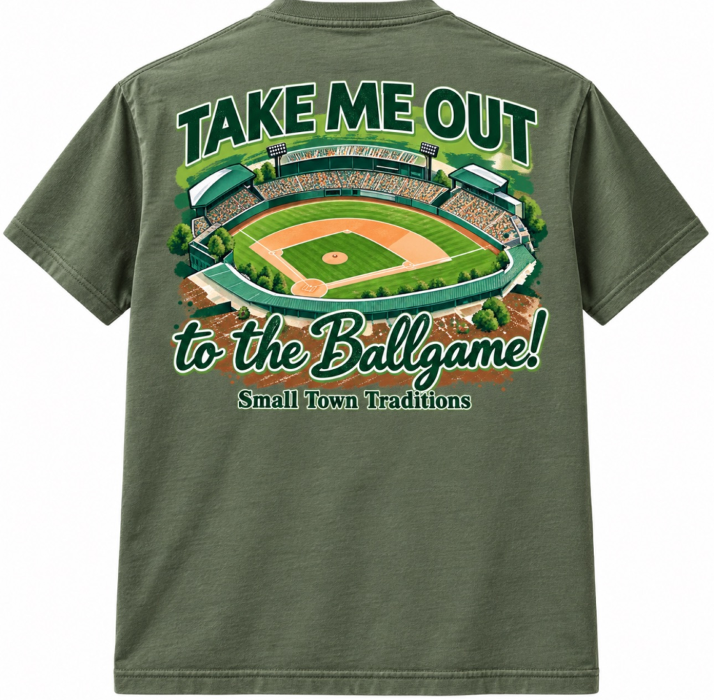 Take Me Out to the Ballgame Tee - Small Town Traditions Southern Apparel